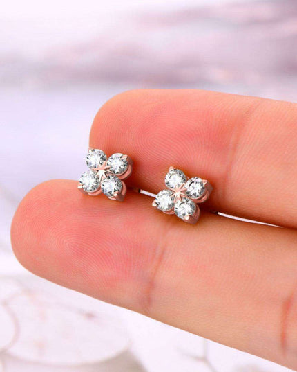 Elegant Moissanite Clover Earrings in Sterling Silver