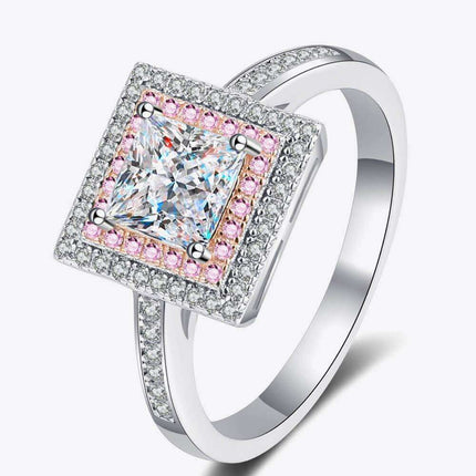 Chic Geometric Lab-Diamond Ring Ensemble with Radiant Zircon Highlights