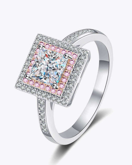 Chic Geometric Lab-Diamond Ring Ensemble with Radiant Zircon Highlights