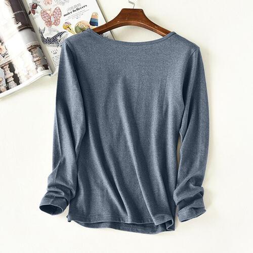 Lacy Vibe V-Neck Lounge Top with Long Sleeves