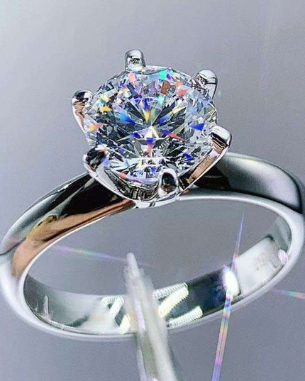 Timeless Radiance: 3 Carat Moissanite Sterling Silver Ring with Platinum Plating