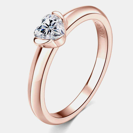 Elegant Heart-Shaped Rose Gold Solitaire Ring with Lab-Created Diamond
