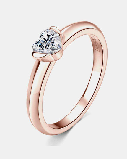 Elegant Heart-Shaped Rose Gold Solitaire Ring with Lab-Created Diamond