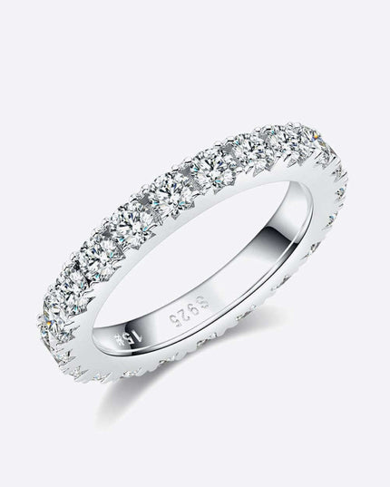 Eternal Elegance Moissanite Infinity Ring in Platinum-Plated Sterling Silver
