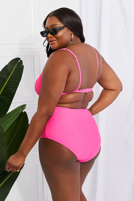 Pink Twist Front High-Rise Bikini Set - Stylish Swimwear by Marina West