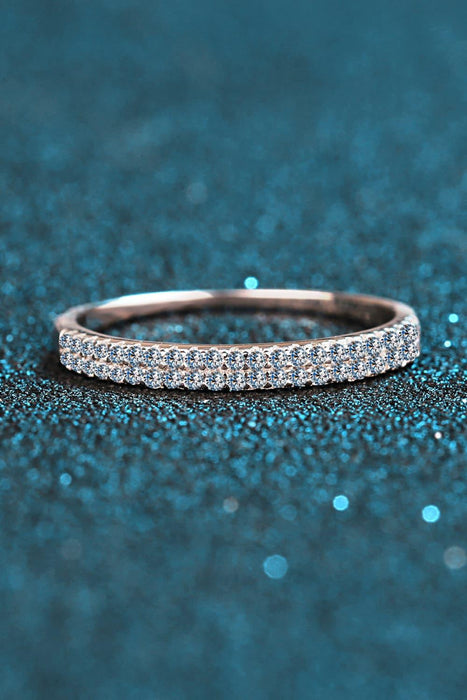 Elegant Sterling Silver Moissanite Half-Eternity Ring