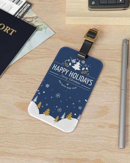 Elegant Winter Journey Luggage Tag: Stylish Acrylic & Leather Accessory for Your Travels