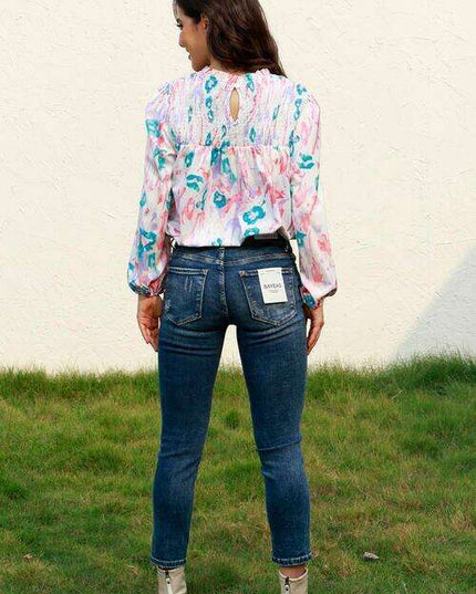 Ethereal Blossom Sheer Sleeve Blouse