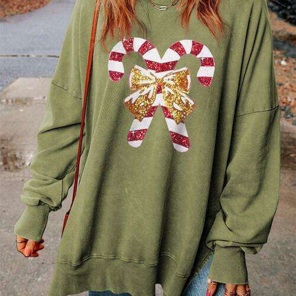 Glistening Peppermint Sequin Pullover