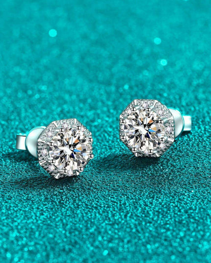 Radiant Charm: 2 Ct Moissanite Sterling Silver Stud Earrings with Rhodium Coating - Gift Box Included