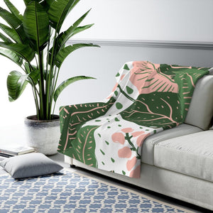 Aloha exotic leaves Sherpa Fleece Blanket-Home Textiles›Bedding & Linen›Blankets, Quilts & Throws-Maison d'Elite-60" × 80"-Très Elite
