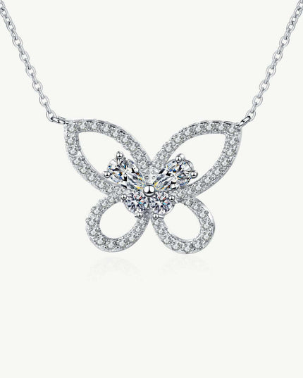 Elegant Lab-Diamond Butterfly Pendant Necklace
