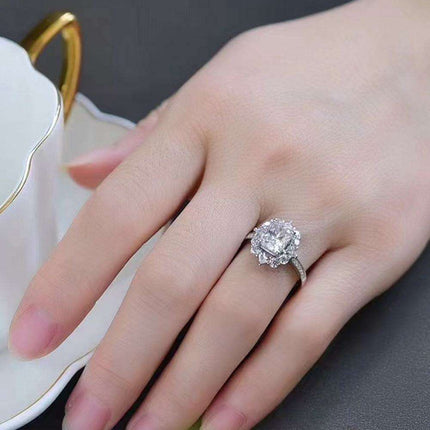 Luminous Luxury: 2 Carat Lab-Grown Diamond Sterling Silver Ring with Platinum Details