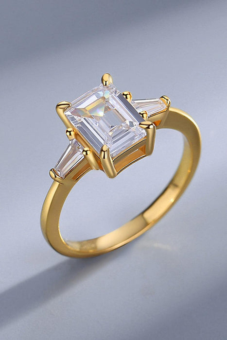Rectangle Moissanite Ring with Zircon Accents - 2 Carat Sparkling Elegance