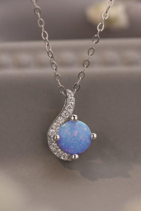 Opal Elegance Platinum Necklace - Sterling Silver Glamour Accessory