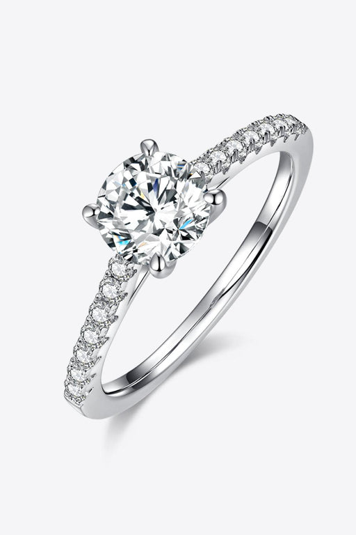 Elegant Lab-Diamond Ring with Zircon Accents in Sterling Silver