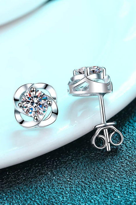 Elegant Lab-Diamond Silver Stud Earrings