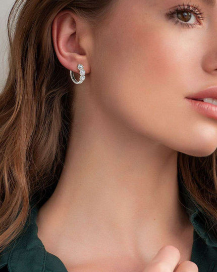 Timeless Elegance: Sterling Silver Huggie Earrings with Radiant Lab-Diamonds