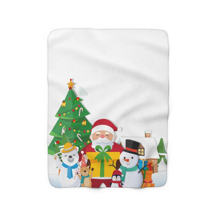 Joyful Santa Cozy Christmas Sherpa Fleece Blanket - Festive Holiday Design
