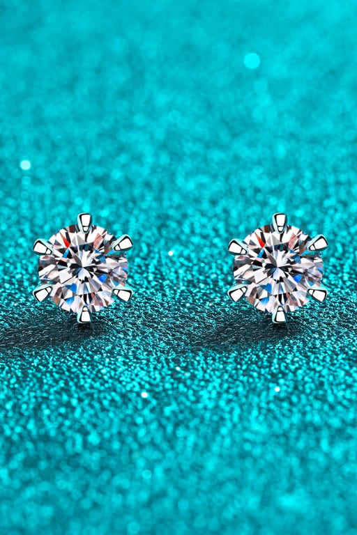 Dazzling Sterling Silver Moissanite Stud Earrings - Luxe Gemstone Accessories