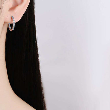 Sophisticated Moissanite Huggie Earrings in Sterling Silver - A Classic Touch