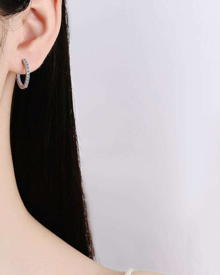 Sophisticated Moissanite Huggie Earrings in Sterling Silver - A Classic Touch