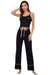 Elegant Contrast Trim Lounge Set with Cropped Cami and Pants