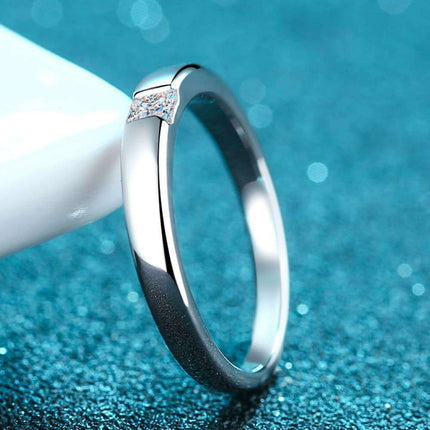 Elegant Moissanite and Sterling Silver Rhodium-Plated Ring Set with Stone Certification and Warranty