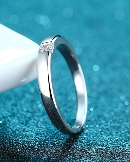 Elegant Moissanite and Sterling Silver Rhodium-Plated Ring Set with Stone Certification and Warranty