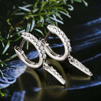 Dazzling Lab-Created Diamond Sterling Silver Earrings with Platinum and Gold Finishes