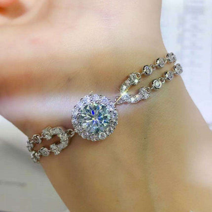 Elegant Two-Tier Lab-Created Diamond Bracelet with Radiant Zircon Details