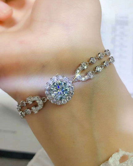 Elegant Two-Tier Lab-Created Diamond Bracelet with Radiant Zircon Details