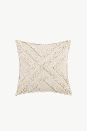 Fringe Decorative Throw Pillow Case-Trendsi-Beige Crisscross-One Size-Très Elite