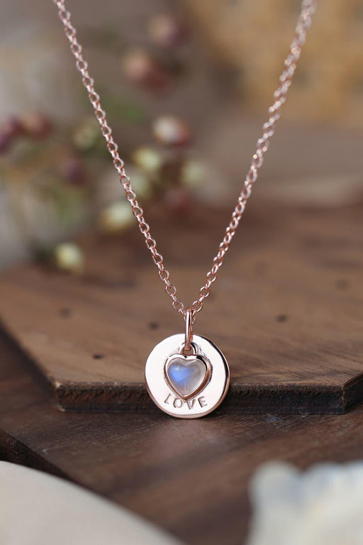 Ethereal Moonstone Heart Necklace in 925 Sterling Silver