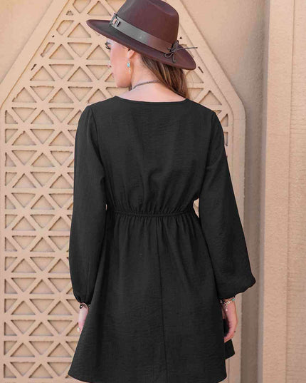 Boho-Inspired Tropical Midi Dress with Notched Neckline