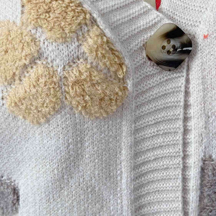 Chic Floral V-Neck Cardigan with Functional Pockets