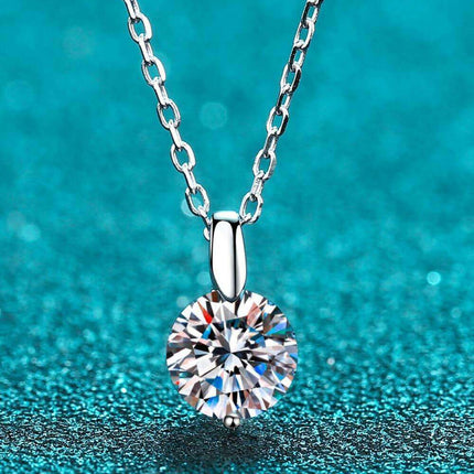 Sophisticated Silver Lab Created Diamond Pendant Necklace with Rhodium Elegance