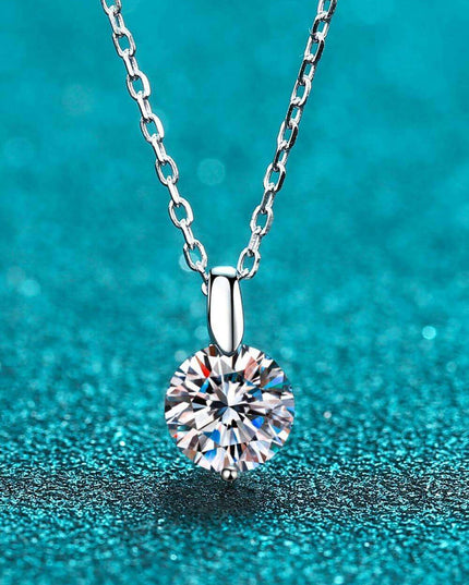 Sophisticated Silver Lab Created Diamond Pendant Necklace with Rhodium Elegance