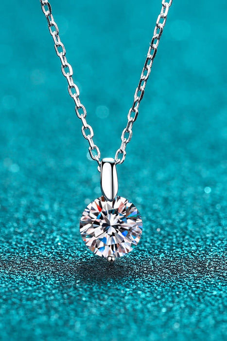 Sophisticated Silver Lab Created Diamond Pendant Necklace with Rhodium Elegance