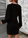 Ribbed Knit Long Sleeve Dress with Round Neck