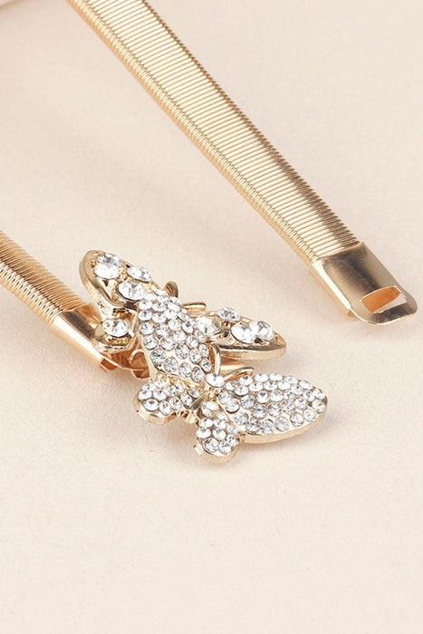 Elegant Rhinestone Butterfly Iron Belt with Elastic Stretch Feature
