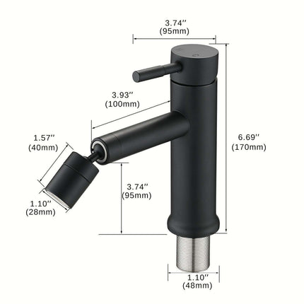 360° Rotating Matte Black Bathroom Sink Faucet with Dual Water Flow Modes