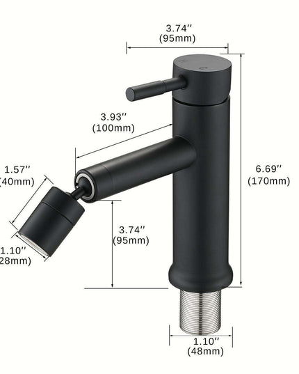 360° Rotating Matte Black Bathroom Sink Faucet with Dual Water Flow Modes