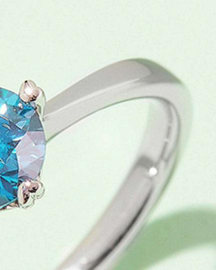 Rainbow Lab-Created Diamond Solitaire Ring with Platinum Coating