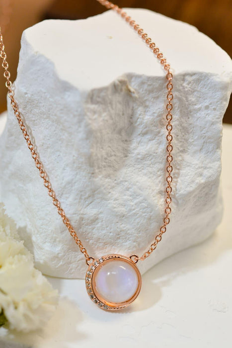 Ethereal Moonstone Necklace with Blue-Violet Hues