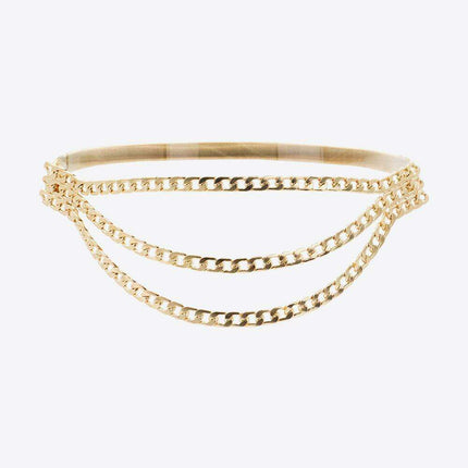 Glamorous Triple-Layered Chain Waist Belt for Striking Style Elegance