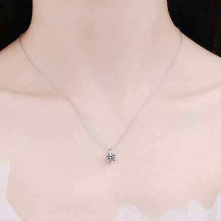 Sophisticated Silver Lab Created Diamond Pendant Necklace with Rhodium Elegance