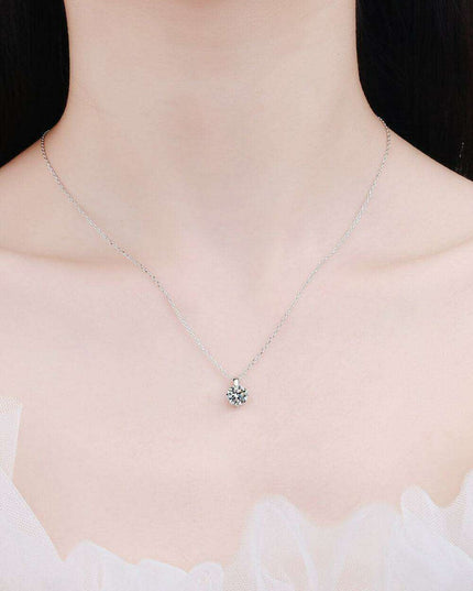 Sophisticated Silver Lab Created Diamond Pendant Necklace with Rhodium Elegance