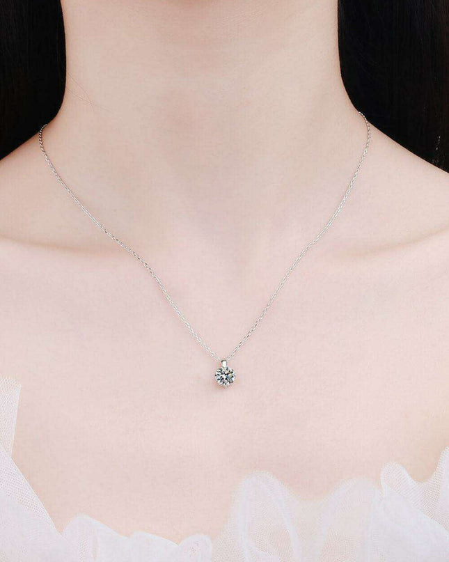Sophisticated Silver Lab Created Diamond Pendant Necklace with Rhodium Elegance