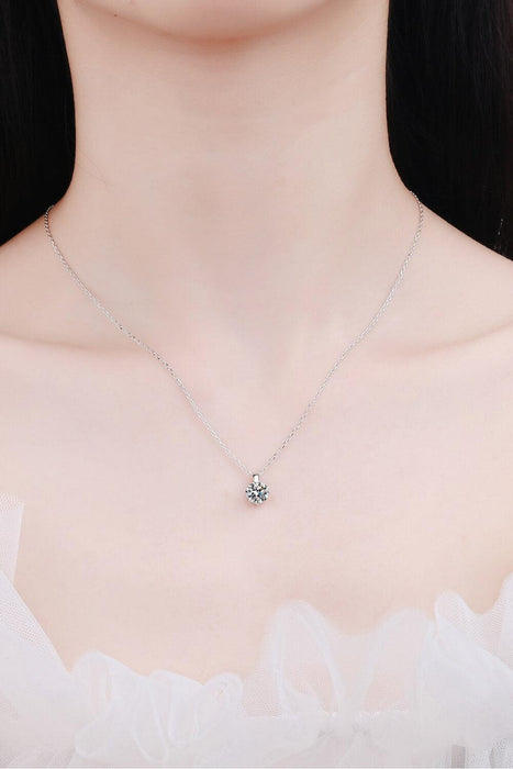Sophisticated Silver Lab Created Diamond Pendant Necklace with Rhodium Elegance